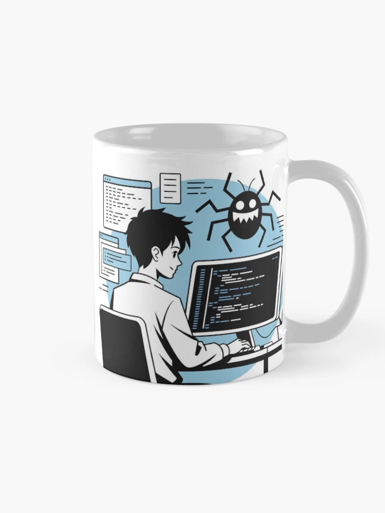 Thumbnail 3 of 6, Coffee Mug, Developer Debugging: Hunting Down Code Bugs designed and sold by Code Monkeys.