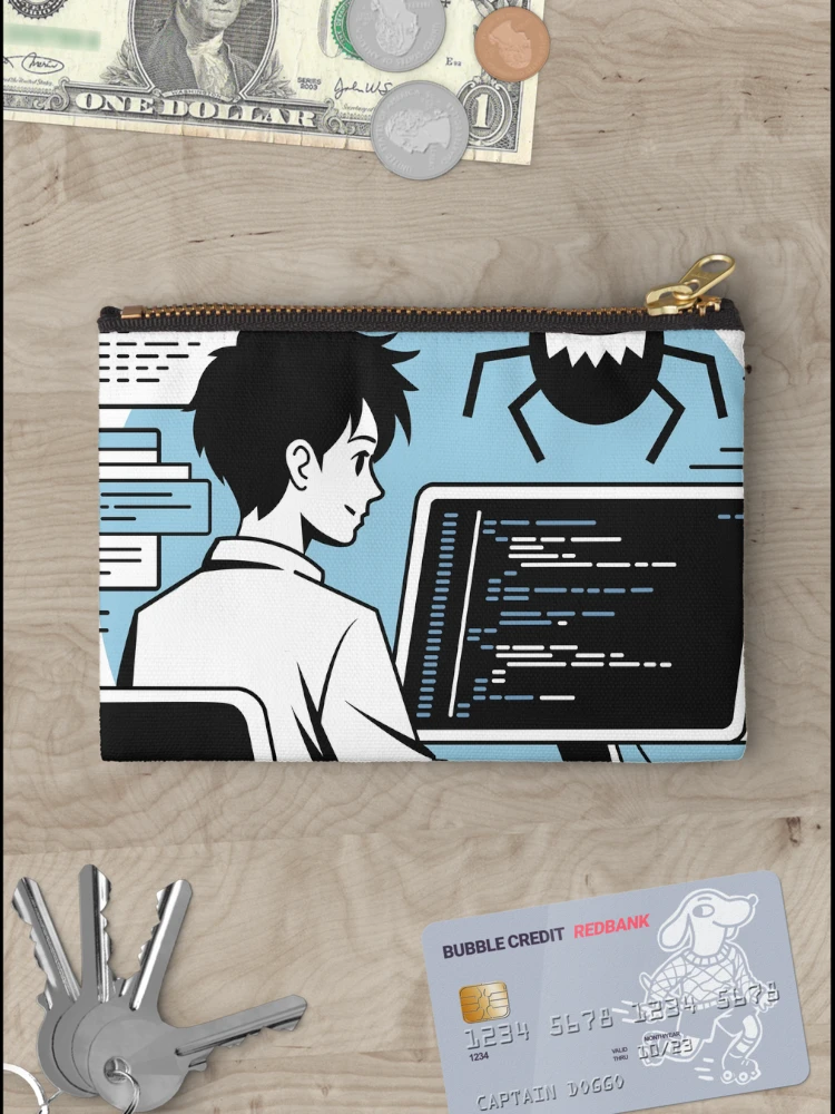 Thumbnail 3 of 4, Zipper Pouch, Developer Debugging: Hunting Down Code Bugs designed and sold by Code  Monkeys.