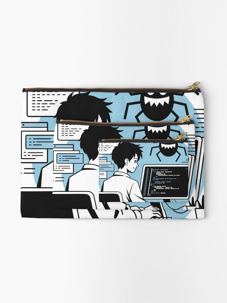 Thumbnail 2 of 4, Zipper Pouch, Developer Debugging: Hunting Down Code Bugs designed and sold by Code  Monkeys.