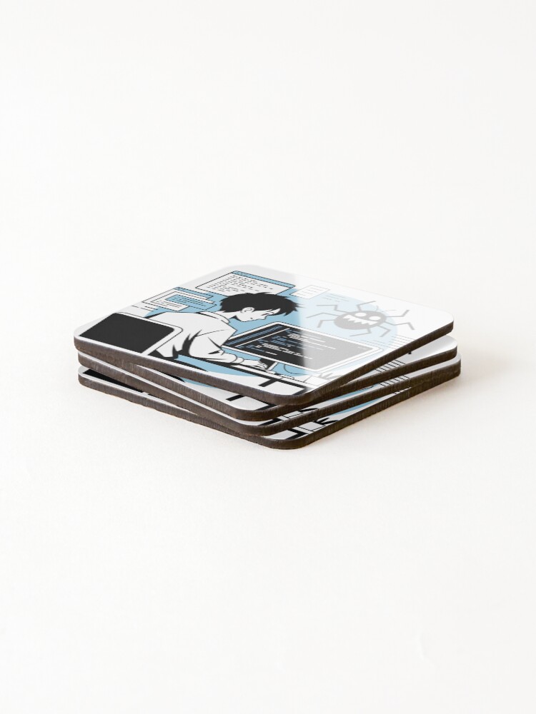 Thumbnail 4 of 5, Coasters (Set of 4), Developer Debugging: Hunting Down Code Bugs designed and sold by WebBest.