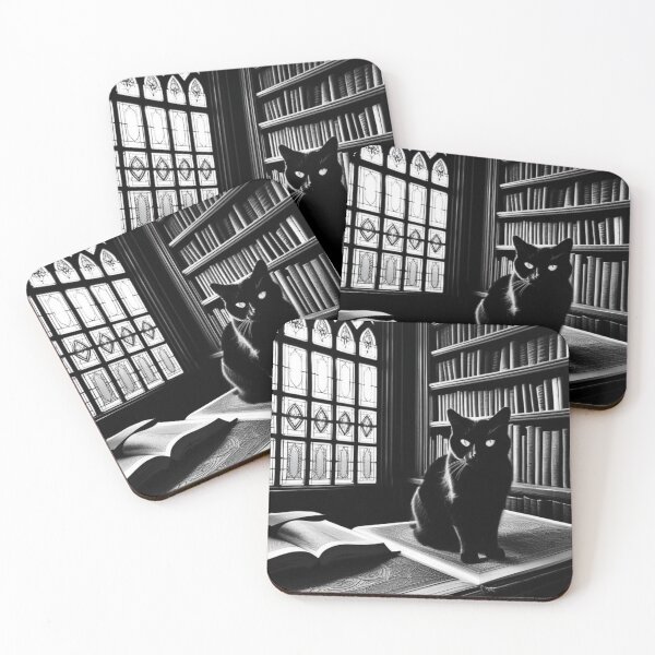 Item preview, Mystic Black Cat in a Gothic Library designed and sold by LEO'S CREATURE　れおずくりーちゃー.