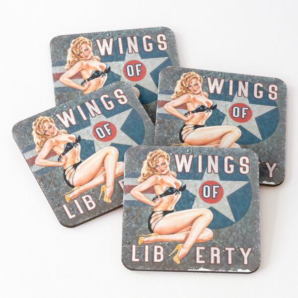 Item preview, Wings of Liberty – Patriotic Pin-Up Girl WWII Nose Art Design Aviation T-Shirt designed and sold by BomberBelle.