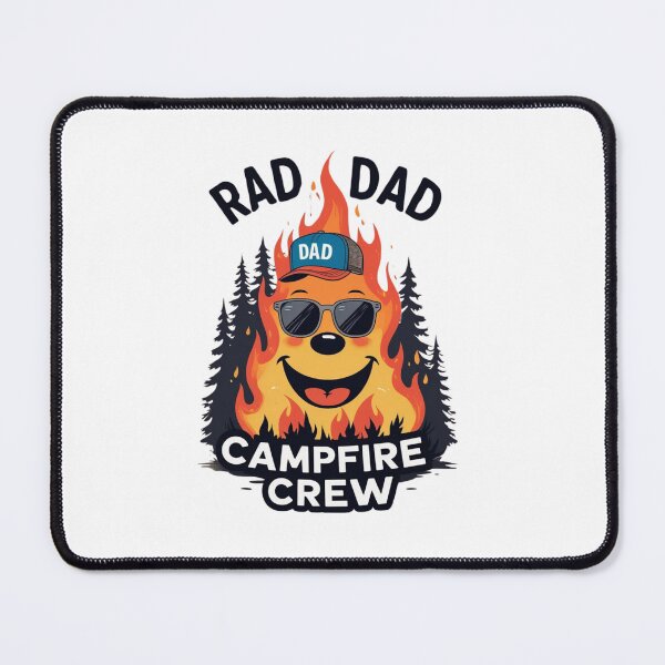 Item preview, Grinning Rad Dad Campfire Crew – Blaze Dad Camping Badge designed and sold by fantasyy.