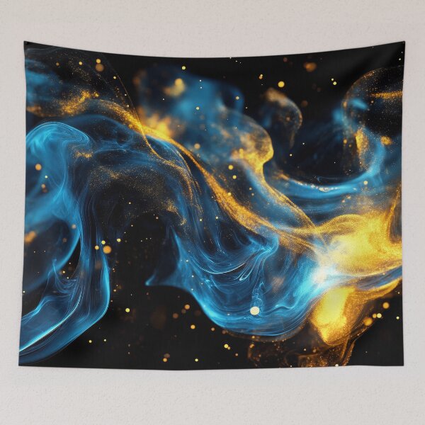 Item preview, Cosmic Energy: Abstract Blue & Gold Particle Flow designed and sold by lematworks.
