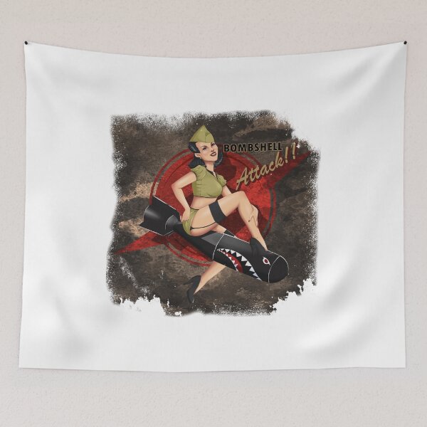 Item preview, Bombshell Attack Pin-Up T-Shirt – WWII Aviation Vintage Style. Aviation T-shirts designed and sold by BomberBelle.