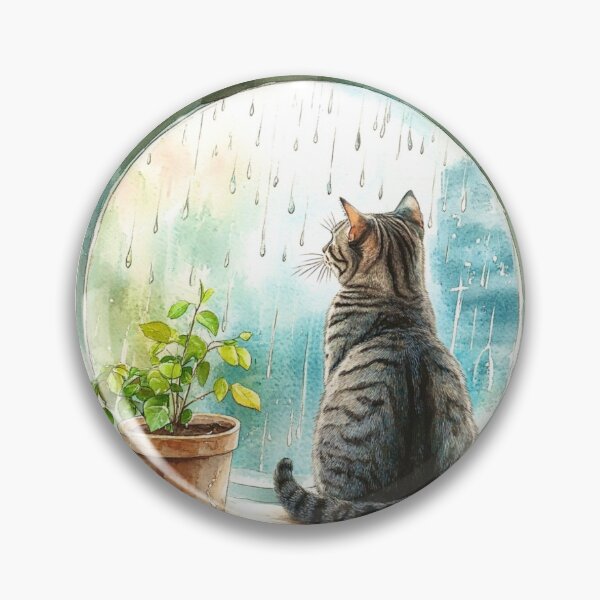 Item preview, Cat at Rainy Window designed and sold by Myra365Art.