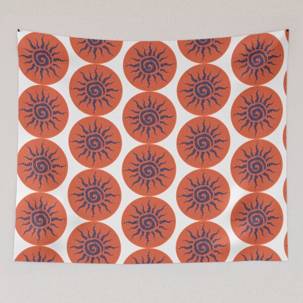 Item preview, red hole sun spiral blue boho design designed and sold by parting-spirals.