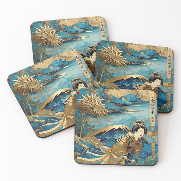 Item preview, Golden Tranquility Amid Azure Waves designed and sold by Topmaxdesign.
