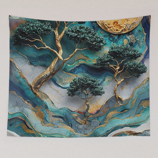 Item preview, Lunar Breeze Over Kintsugi Pinescape designed and sold by Topmaxdesign.