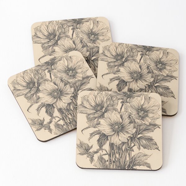 Item preview, Belleza botánica: Arreglo floral en crema intrincado designed and sold by PulsePop.