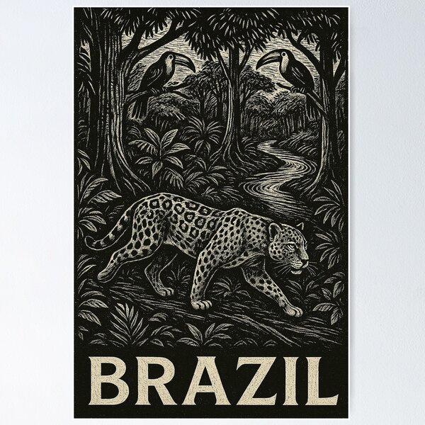 Item preview, Brazil Linocut Style  designed and sold by Thistle-TShop.
