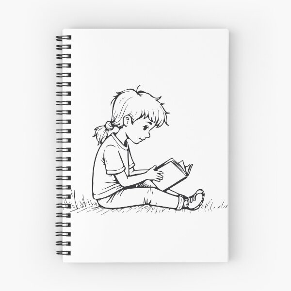 Item preview, Girl Reading Book Holyday Outdoors Line art Kids Drawing designed and sold by LuckyStep.