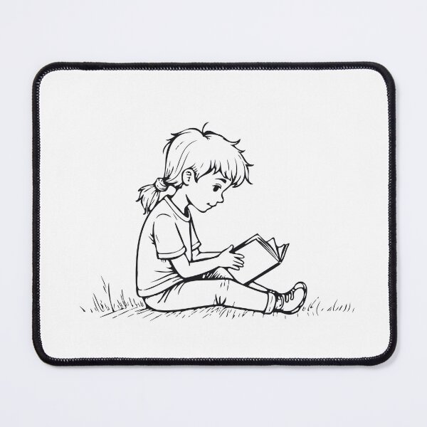 Item preview, Girl Reading Book Holyday Outdoors Line art Kids Drawing designed and sold by LuckyStep.