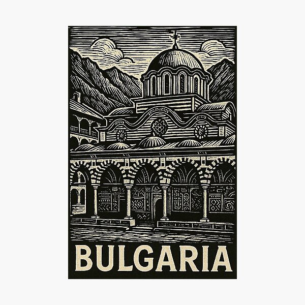 Item preview, Bulgaria Linocut Style  designed and sold by Thistle-TShop.
