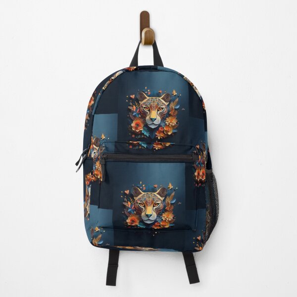 Item preview, Blue orange Paper leopard face with floral and birds elements designed and sold by Design your dreams.
