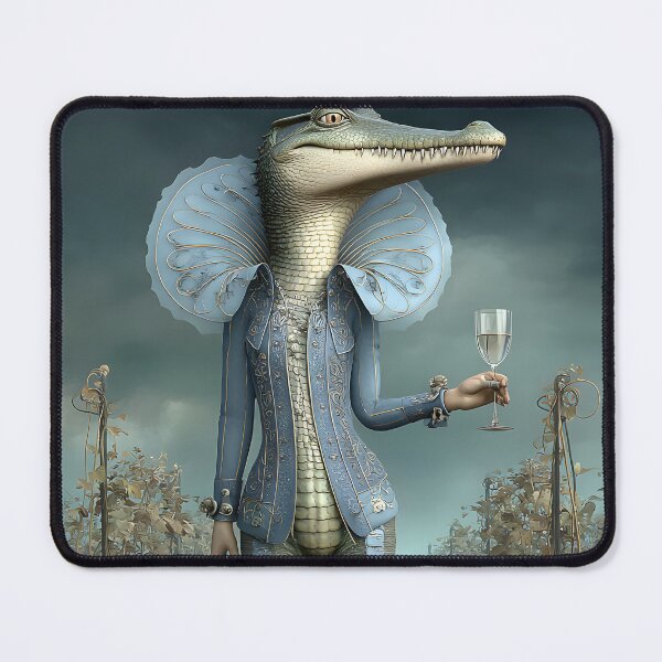 Item preview, Elegant Alligator in Vintage Fashion with Wine Glass designed and sold by Artessie.