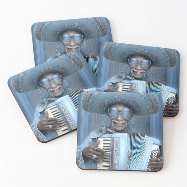 Item preview, Colorful musician with accordion in a blue setting designed and sold by Artessie.
