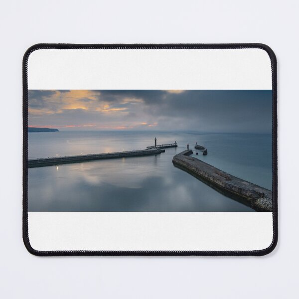 Item preview, Whitby Harbour Piers at Sunset – Panoramic Coastal Print designed and sold by bailey-cooper.