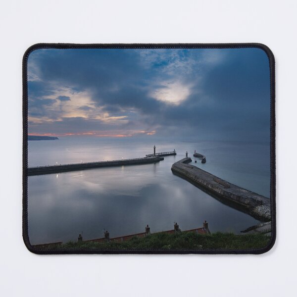 Item preview, Whitby Harbour Sunset – Moody Coastal Evening View from Above designed and sold by bailey-cooper.