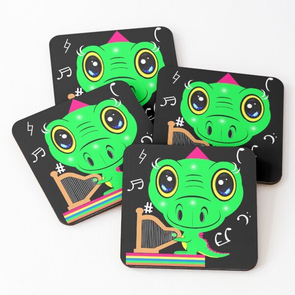 Item preview, Cute dinosaur playing Harp  designed and sold by Shirley cute art .