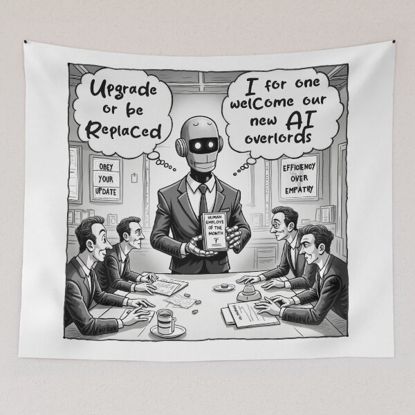 Item preview, Obey Your Update" – AI Satire Comic Design designed and sold by Pulse Creativity Designs.