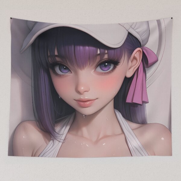 Item preview, Sakura Matou Fate Stay Night Anime Girl White Cap Soft Violet Eyes designed and sold by mugonneazh.