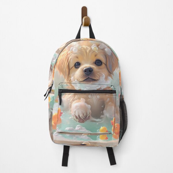 Item preview, Light Brown Puppy Relaxing In Bubble-Filled Bathtub designed and sold by ZenBuddhaBaby.