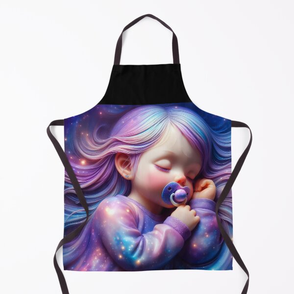 Artikelvorschau, Cosmic Dreams – Baby Mädchen mit wallendem Haar schläft mit Schnuller entworfen und verkauft von EmeraldeaArt.