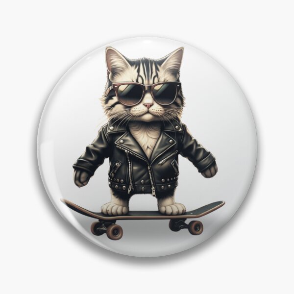 Item preview, Cool Skater Cat – Kitty in Leather Jacket designed and sold by MomentumbyOla.
