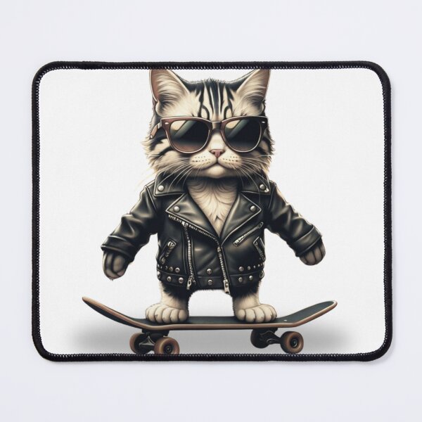 Item preview, Cool Skater Cat – Kitty in Leather Jacket designed and sold by MomentumbyOla.