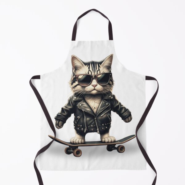 Item preview, Cool Skater Cat – Kitty in Leather Jacket designed and sold by MomentumbyOla.