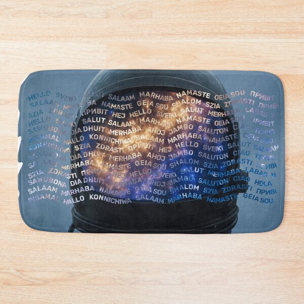 Item preview, Astronaut Saying Hello in 15+ Languages | Multilingual Space Art designed and sold by MerchYouSearch.