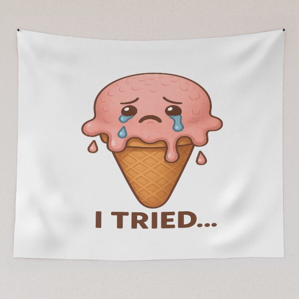 Item preview, Funny Melting Ice Cream Sticker - Cute Kawaii Sad Cone - Summer Humor Aethetic designed and sold by artist-for-you.