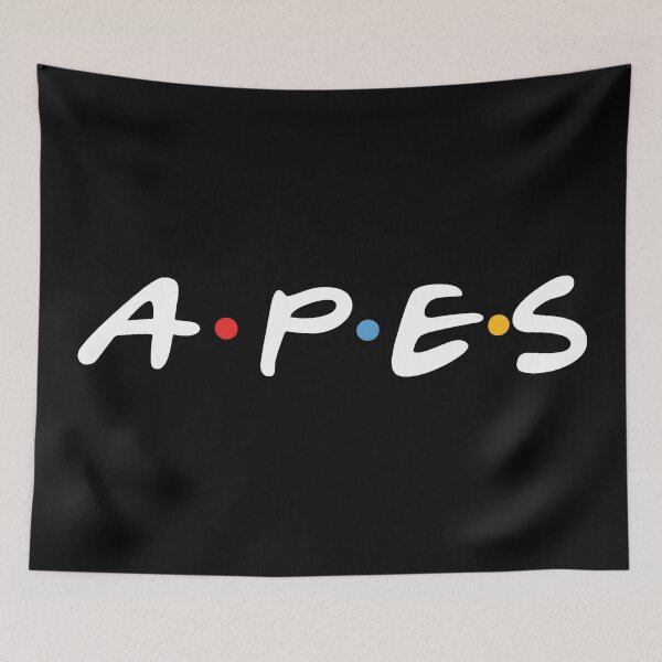 Item preview, APES Logo - White on Black | Crypto Ape Meme Font Design for Degens & NFT Traders designed and sold by WAUZ.