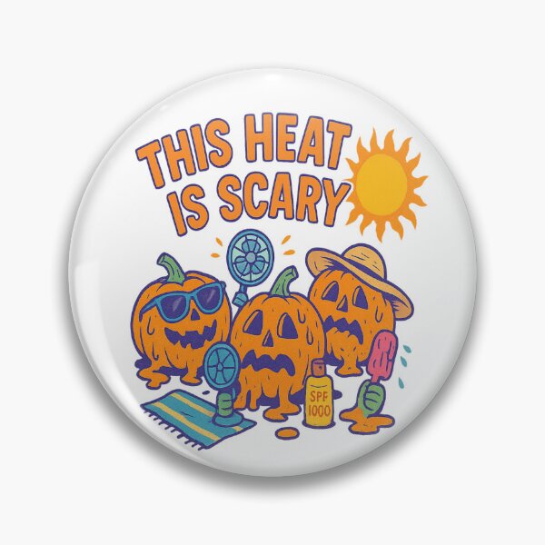 Item preview,  Heat Is Scary – Funny Summerween Melting Pumpkin Halloween Beach designed and sold by Rajasekar.