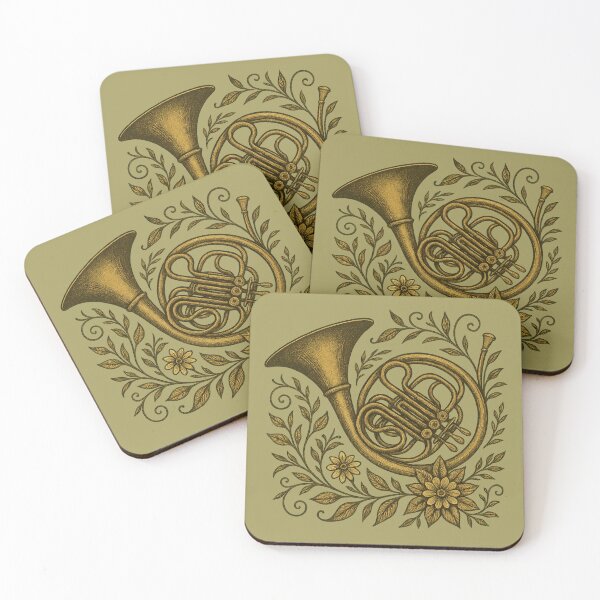 Item preview, French Horn antiqe style with flowers designed and sold by Meandmyshop.