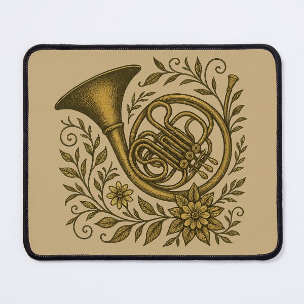 Item preview, French Horn antiqe style with flowers designed and sold by Meandmyshop.
