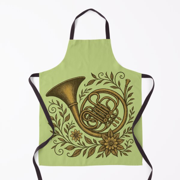 Item preview, French Horn antiqe style with flowers designed and sold by Meandmyshop.