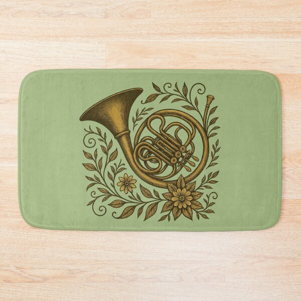 Item preview, French Horn antiqe style with flowers designed and sold by Meandmyshop.