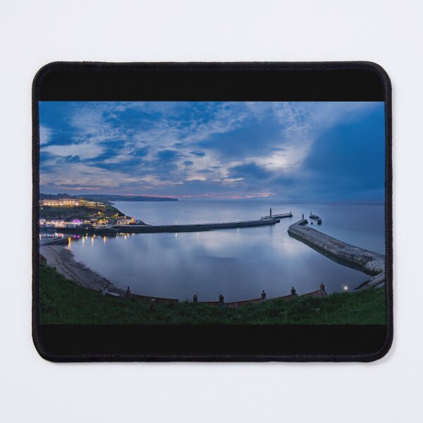 Item preview, Whitby Harbour at Dusk – Illuminated Town and Coastal Piers Panoramic designed and sold by bailey-cooper.