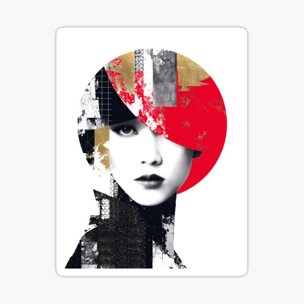 Eclipse – Abstract Portrait with Japanese Aesthetic Sticker