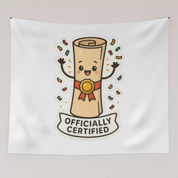 Item preview, Officially Certified – Happy Diploma Graduation Art designed and sold by Trendy Sticker & Merch Collection - Express Yourself.