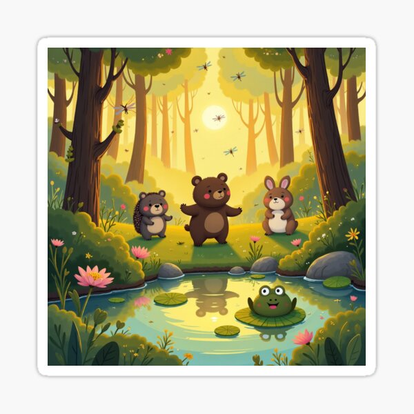 Item preview, A bear and his friends at the pond designed and sold by MADandSANE-MArt.