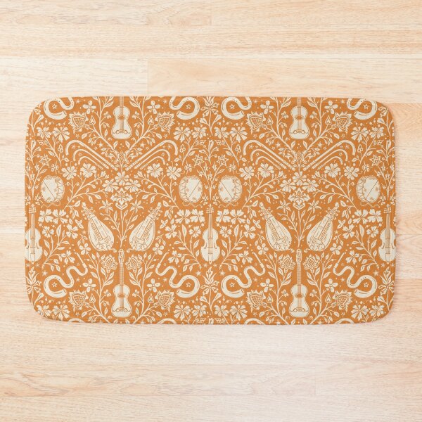 Item preview, Early Music Instruments and Medieval Florals mustard yellow and cream designed and sold by NattyDesigns.