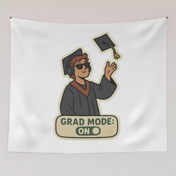 Item preview, Grad Mode ON – Cool Graduate with Headphones Sticker designed and sold by Trendy Sticker & Merch Collection - Express Yourself.