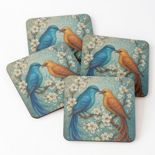 Item preview, Vibrant Paradise Birds on Blossoming Tree – Mosaic Art designed and sold by Inspired by CarMa.