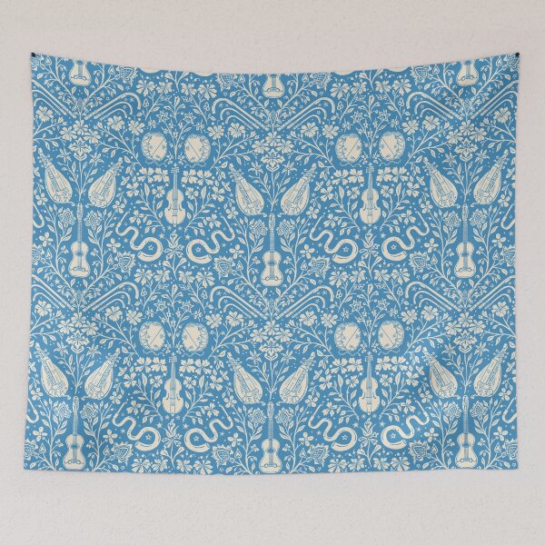 Item preview,  Early Music Instruments and Medieval Florals cornflower blue and cream designed and sold by NattyDesigns.