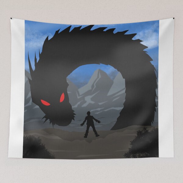 Item preview, A monster, a legendary dragon, appears in front of a man on a cliff. designed and sold by fifou96.