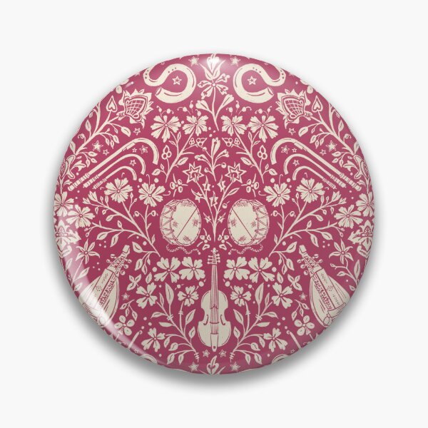 Item preview, Early Music Instruments and Medieval Florals dark pink and cream designed and sold by NattyDesigns.