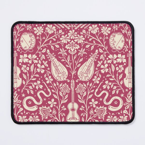 Item preview, Early Music Instruments and Medieval Florals dark pink and cream designed and sold by NattyDesigns.